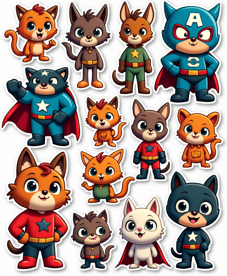 Cartoon Characters & Mascots - Sticker Sheet v40